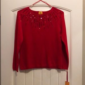 NWT Beautiful classic Red sequined sweater